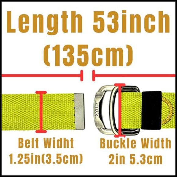 Double D-Ring Metal Buckle Canvas Web Belt, Adjustable 53 inch main image 4